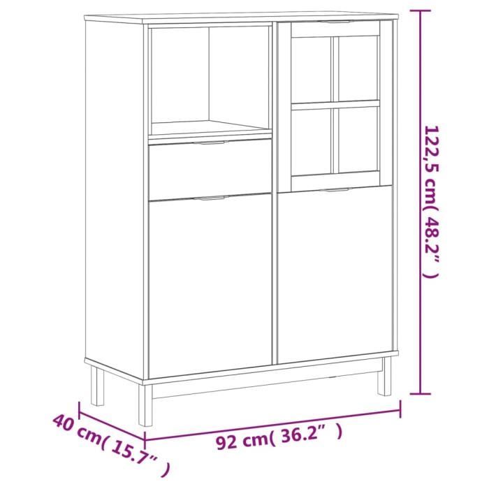 VidaXL Buffet haut FLAM 92x40x122,5 cm bois massif de pin 357829