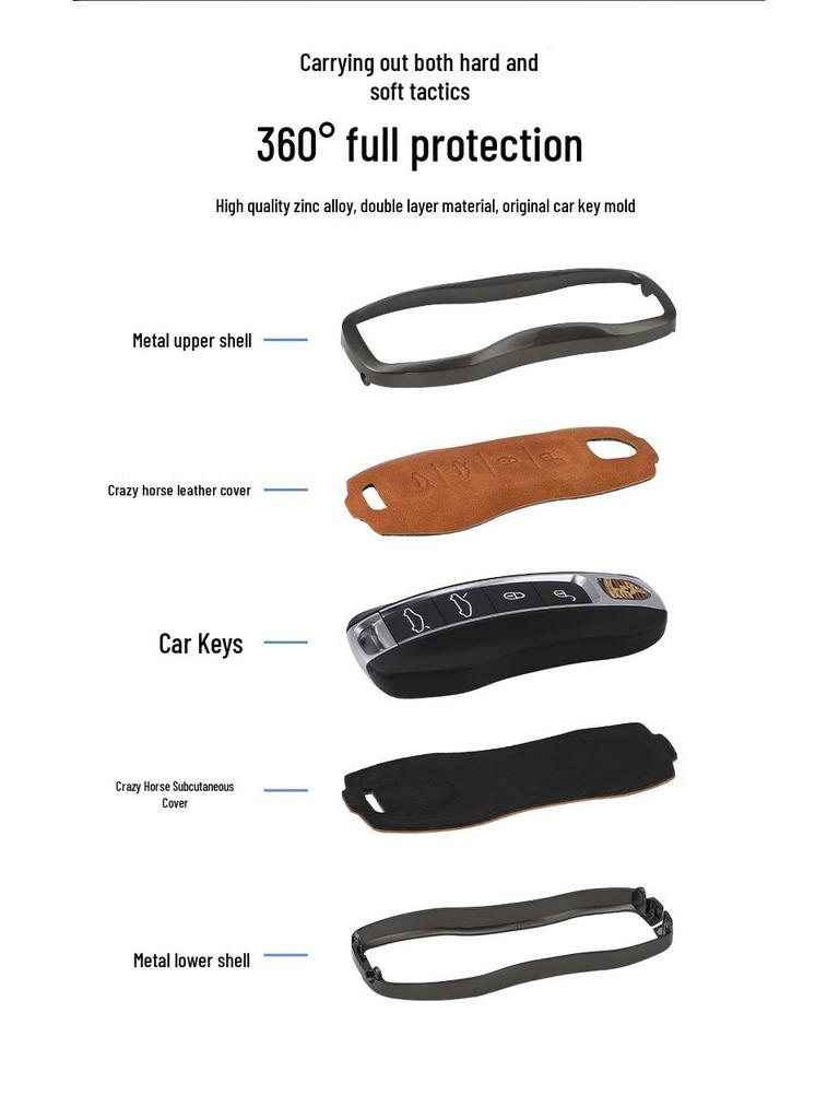 Funda de Carcasa para Llave Porsche para Cayenne, Panamera, Macan, 911, 718, Taycan
