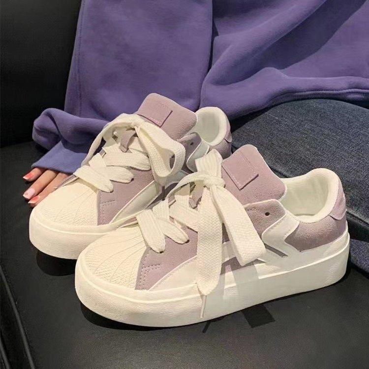 2025 spring low-top Korean version of canvas shoes female students Hong Kong trend shell head sports board shoes casual flats