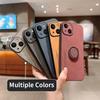 Sheepskin Leather Ring Stand Holder Phone Case For Motorola Moto G85 E13 5G E14 Matte Lens Protection Shockproof Back Cover