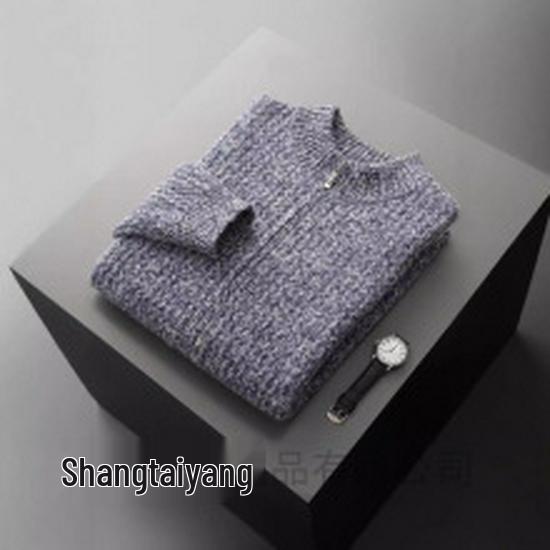 Men's Half-High Collar Solid Wool Sweater – Business Casual Knitted Pullover