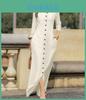 Elegant Cotton Linen Long Dress With Shirt Collar For Office Wear And Fall Season