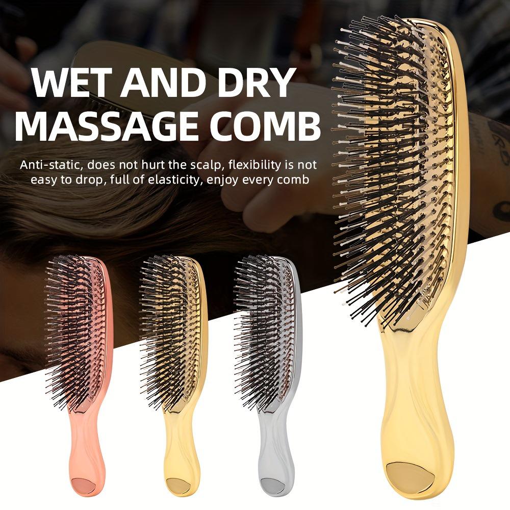 Krus Zeus Galvanisierte Meridian-Massagekamm: Luxuriöse weiche Borsten für voluminöses Styling und Kopfhautreinigung