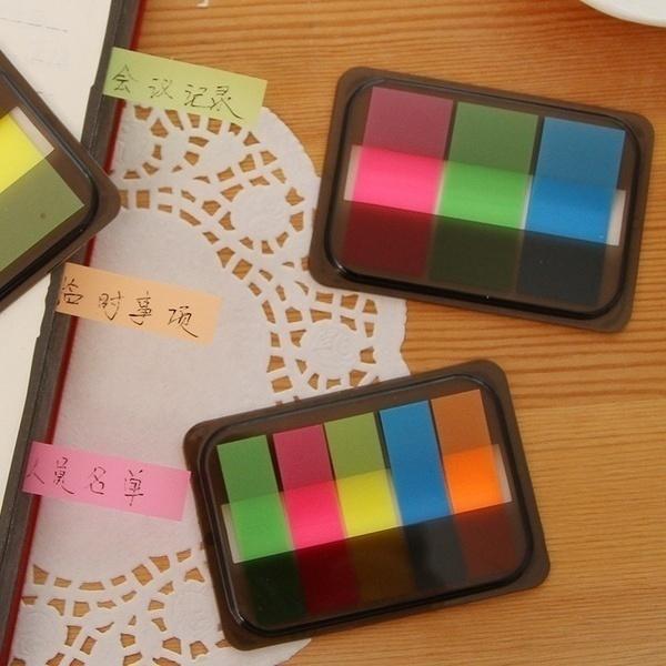 1 Set Fashion Fluorescent Sticker Marker Memo Flags Index Pad Paper Tab Sticky Notes