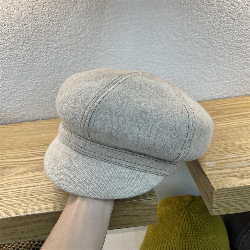 

Wool hat women s autumn and winter cap retro casual versatile beret big head circumference showing face small octagonal hat M（56-58cm） сірий колір