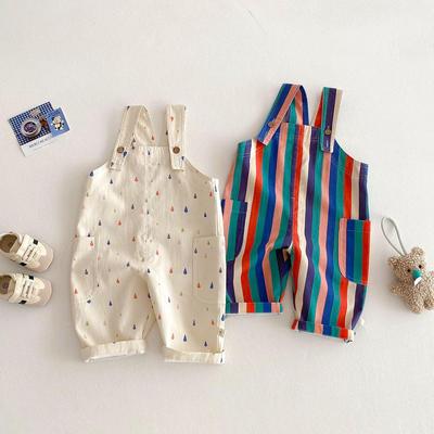 Unisex Spring Kids Clothes Fashion Overalls Polk Dot Jumpsuits Striped Overalls Children Play Suit