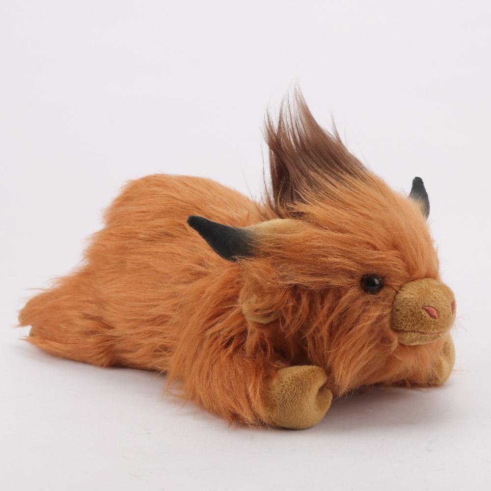 32cm Simulation Lying Highland Cow Plush Animal Doll Soft Stuffed Lying Highland Cow Plush Toy Kawaii Kids Xmas Gifts Home Decor
