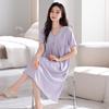 1011 New Women's Summer Pajamas with Chest Pads Pajamas Cotton Short Sleeves Summer Thin Medium and Long Dresses