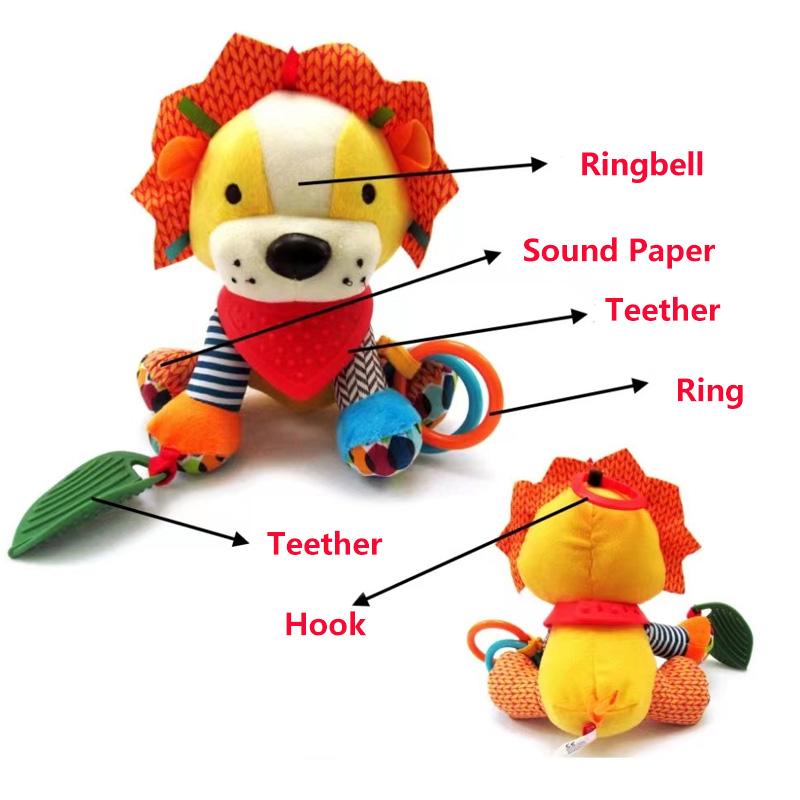 Baby Toys Plush Stuffed Rattle Toys Stroller Hanging Animals Bed Mobile Infant for Baby Toys 0 6 Months Peluche Sensorial Baby