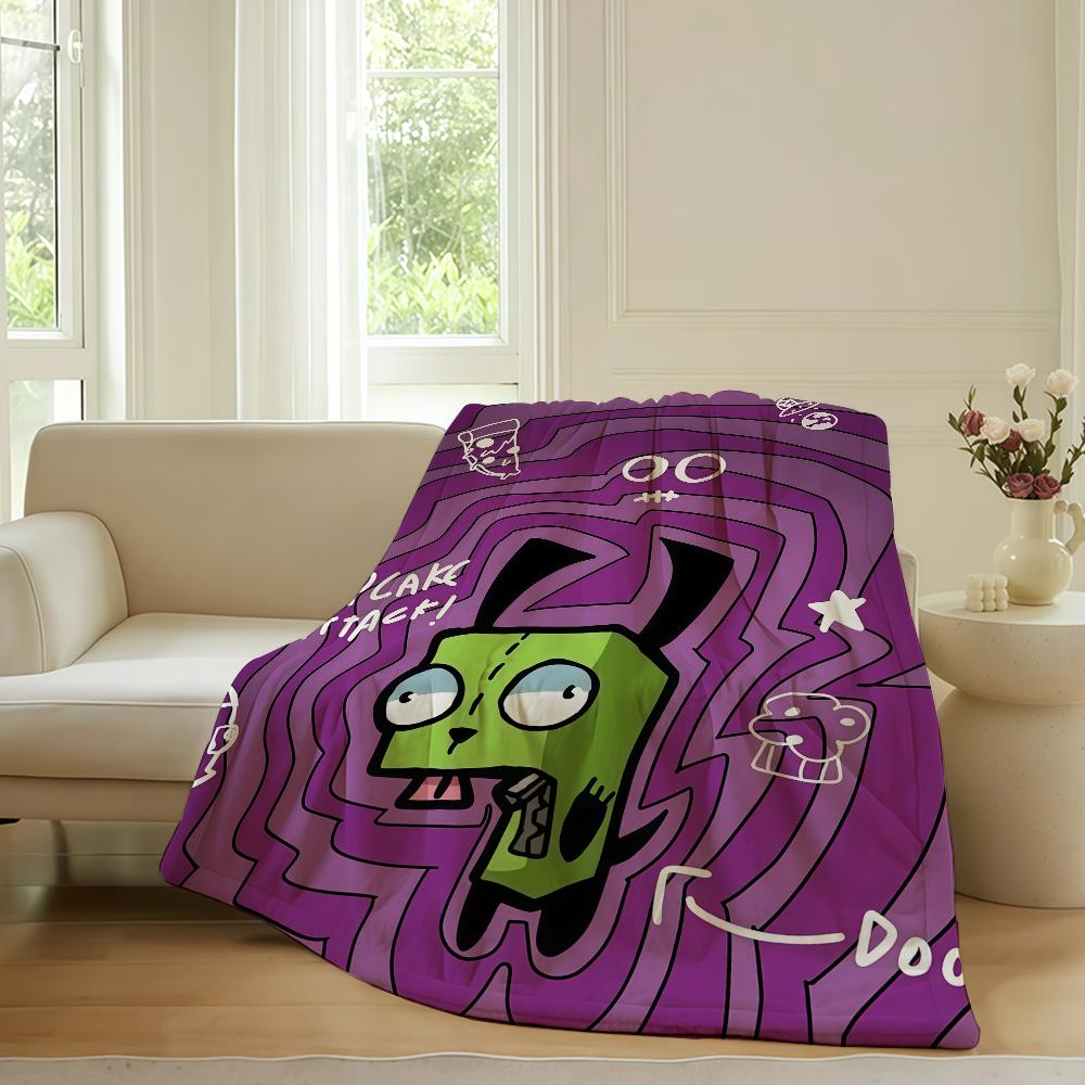 Adventure Cartoon Invader Zim Blanket For Sofa Office Bed Plane Travel Sleep Read Relax Camping Soft And Warm
