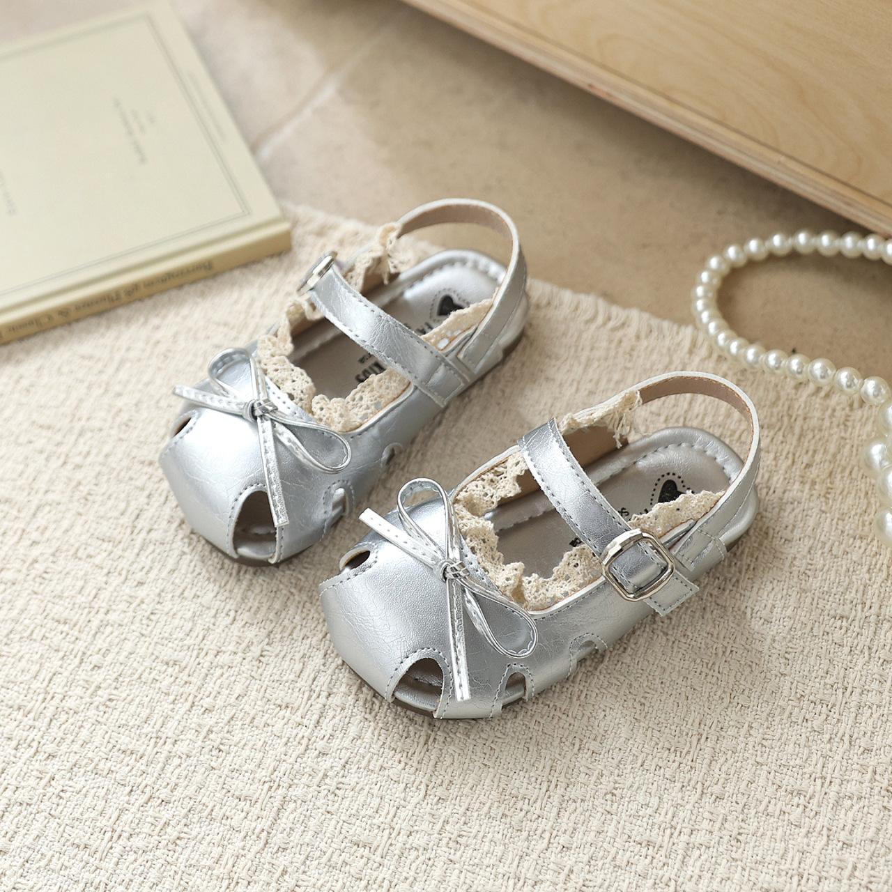 New Style Flip-flops for Girls - Bow Shoes of The New Design 21 серебряный