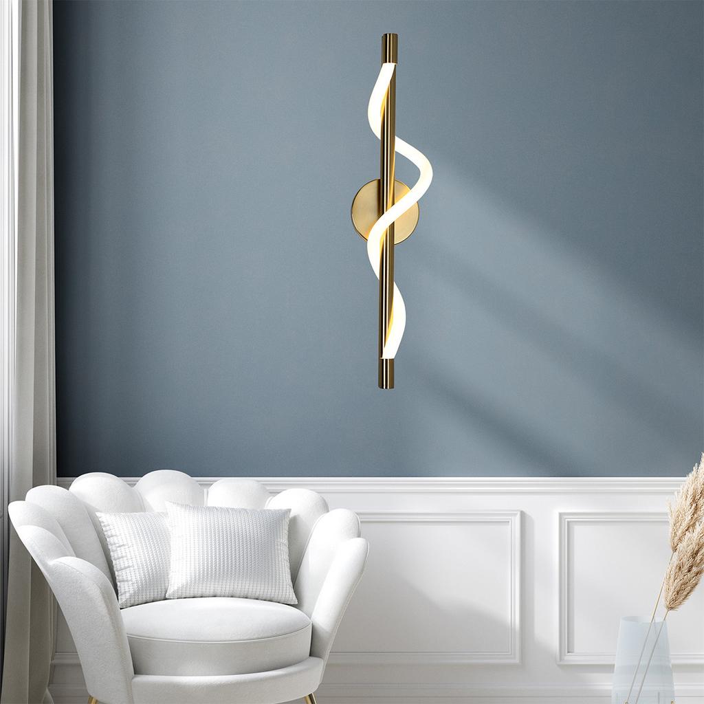 Kinkiet Ścienny Nowoczesny Złoty Pionowy Stick Wąż Świetlny Zmienna Barwa Led 12W Meleca Light Prestige