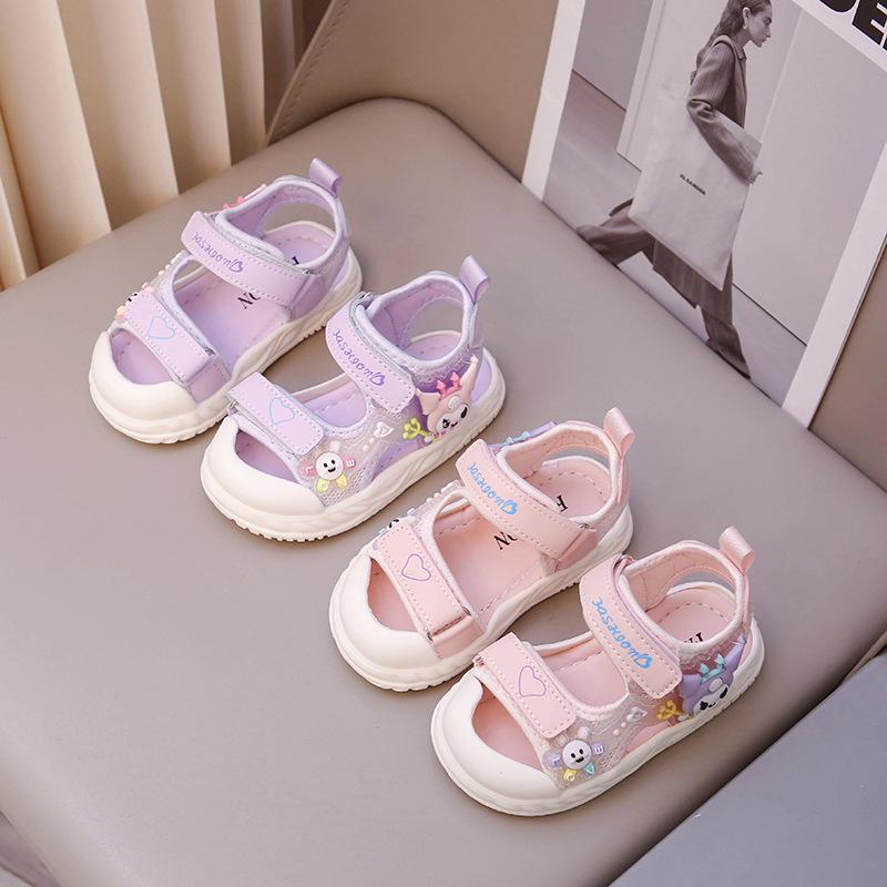 2026 Summer Girls' Cartoon Velcro Sandals: Soft, Non-slip Toddler Princess Shoes