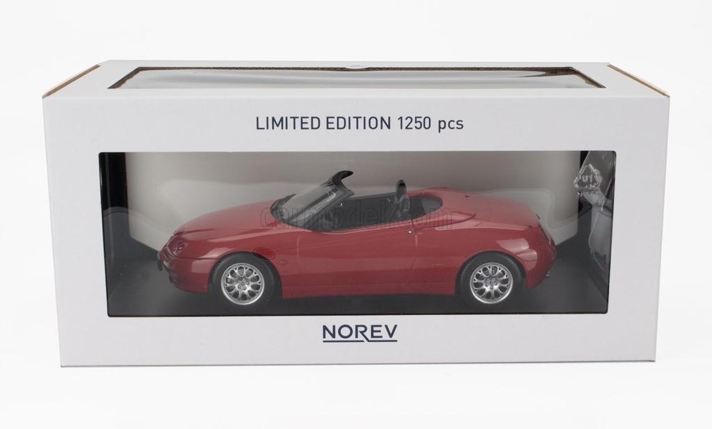NOREV Scale Alfa Romeo Spider Twin Spark Cariolet 1999 Red Diecast Model Car 1/18 2.0 Soft-Top (Product Number 187852)