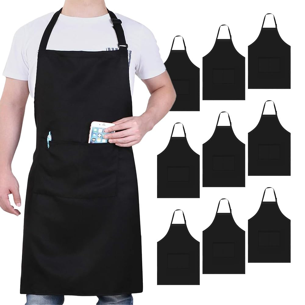 Deoway Apron, Neck-Type, Waterproof, Teflon Coated, with Pocket, Adjustable Length, for Women and