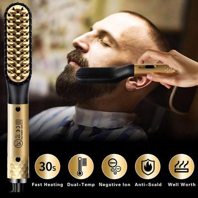Comb Straightener Electric Negative Ion Heating Comb For Men Beard Hair Straightening Brush Wet Dry Use Quick Hair Styler