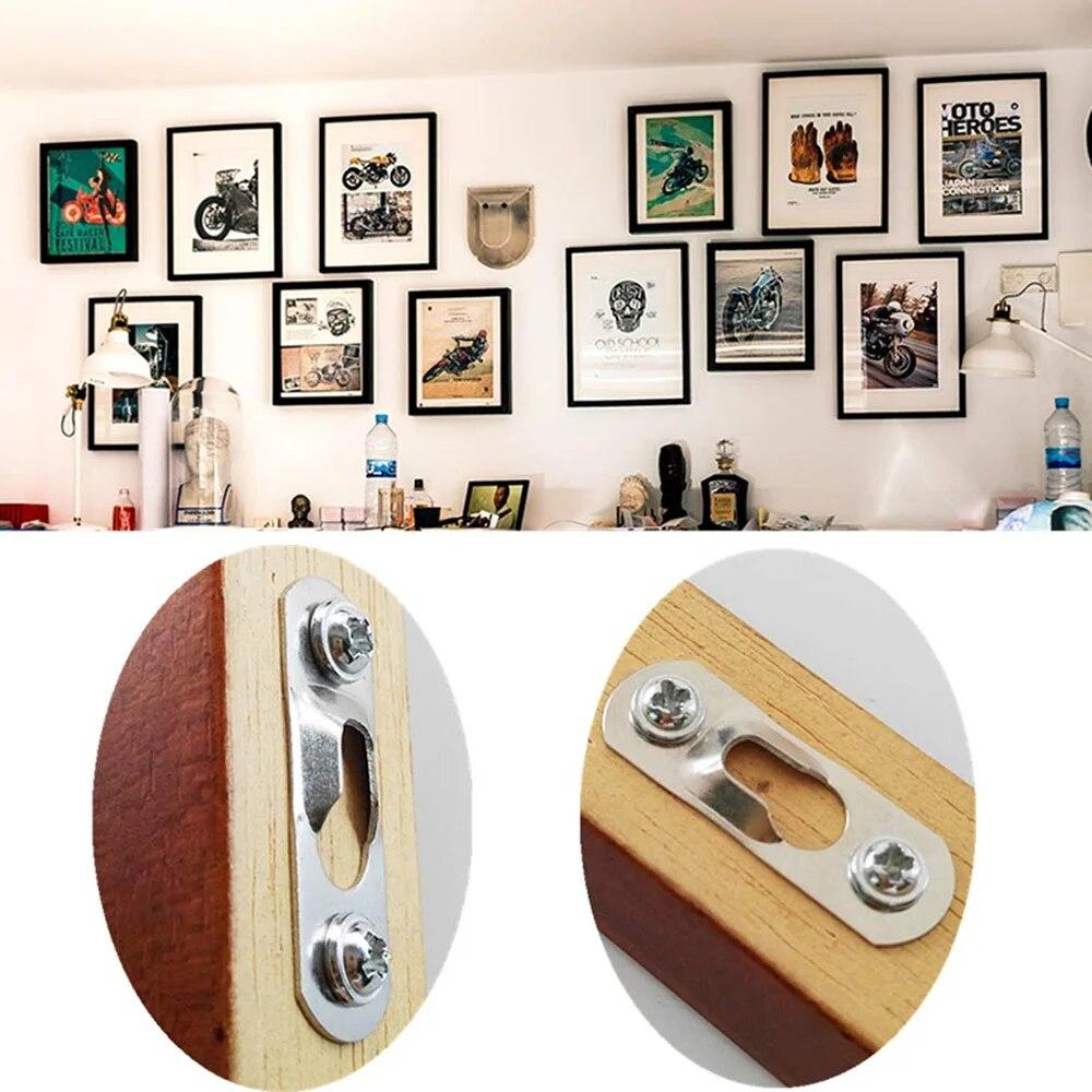 20 Ganci A Foro Di Serratura In Metallo 45x16mm Con Viti – Piastre Resistenti Per Appendere Quadri, Specchi E Mobili