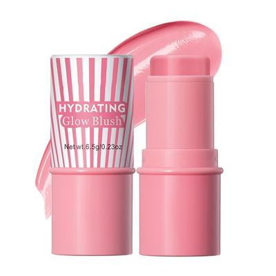 Hydrating Glow Blush Cheek Stick Moisturizing Lightweight and Convenient Face Makeup Cool Texture for Women, 4 In 1