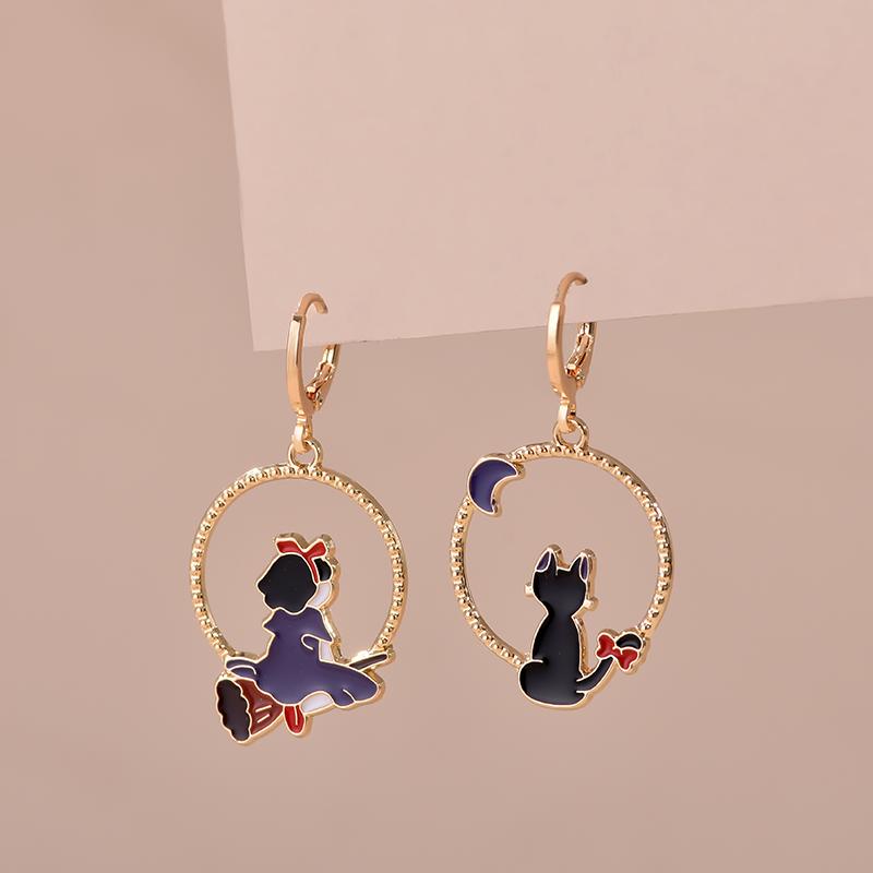 Colorful Aesthetic Animal Cat Rabbit Koi Dragon Earrings For Women Girls Enameled Delicate Gold Color Hoop Earrings Jewelry Gift