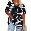 Summer Women's Daily Printed V-neck Short-sleeved T-shirt