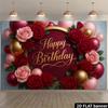 2D Rote Rosa Rose Alles Gute zum Geburtstag Hintergrundbanner Goldener Ballon Party Hintergrund Dekoration