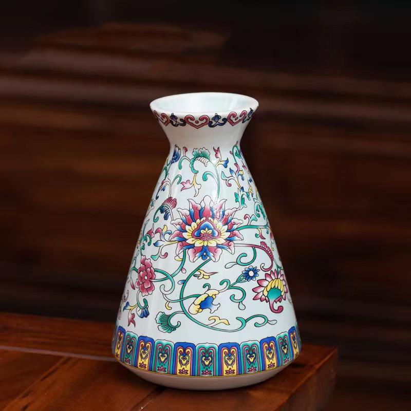 Small Ceramic Vase for  Handmade Elegant Vintage Chinese Painting  Enamel Glazed Porcelain Decorative Vases for Office Home