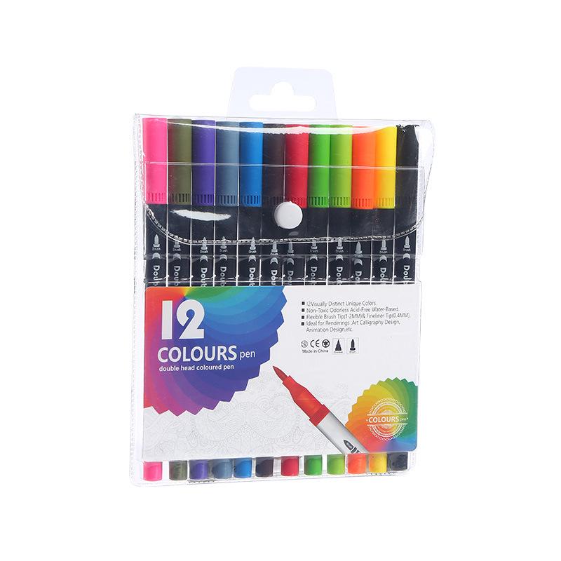 Washable Soft Tip Watercolor Markers - Double-Ended Paintbrush Pens Set for Kids