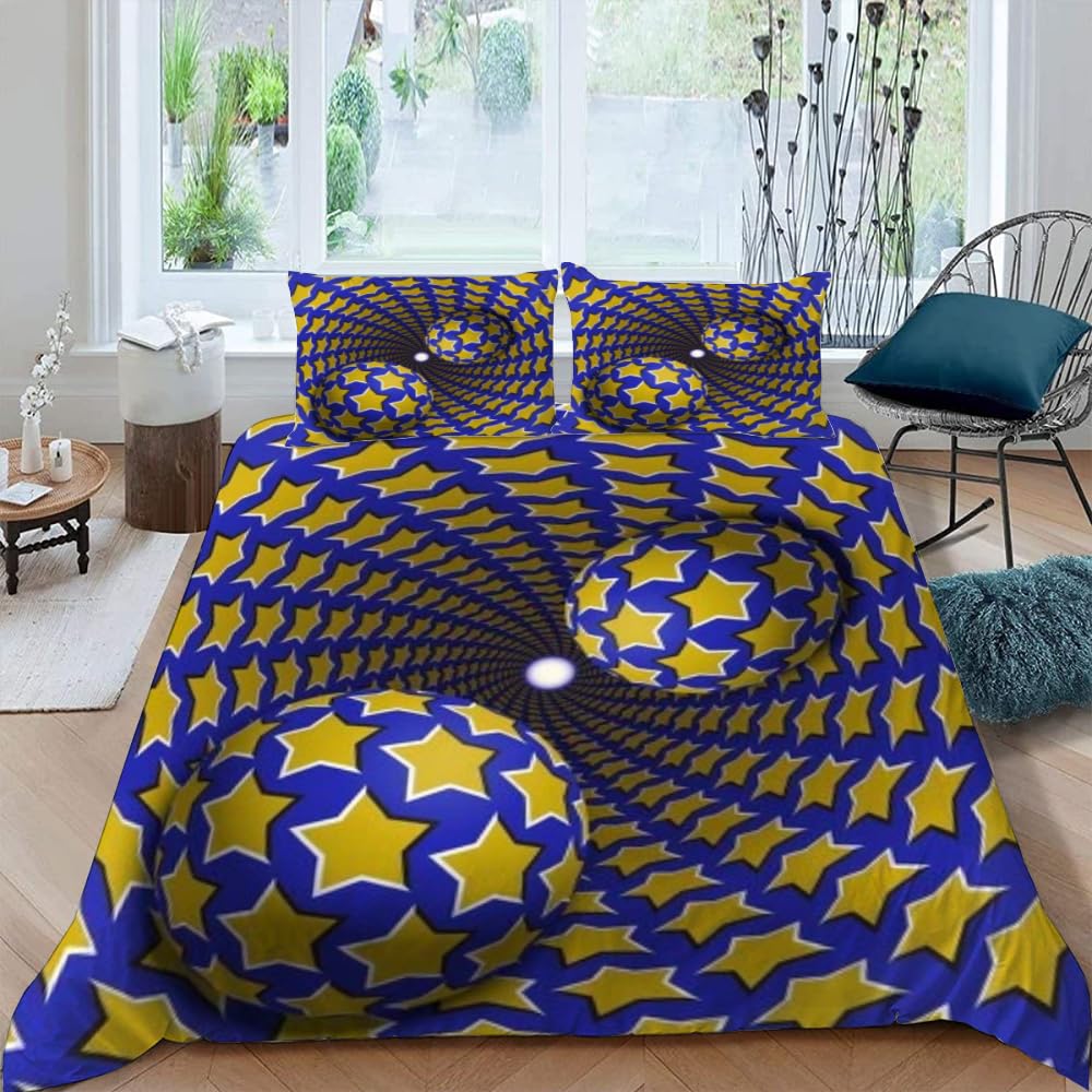 Visual Space Bedding Set Colorful Art Comforter Cover Rainbow Gradient Duvet Cover Optical Illusion Bedspread Cover Full King