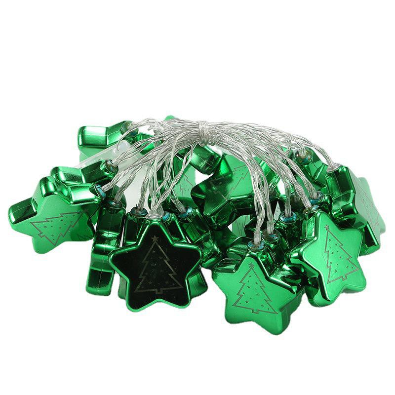 LED Electroplated Snowflake & Star String Lights - Christmas Atmosphere Flashing Fairy Tinsel Ball Decor