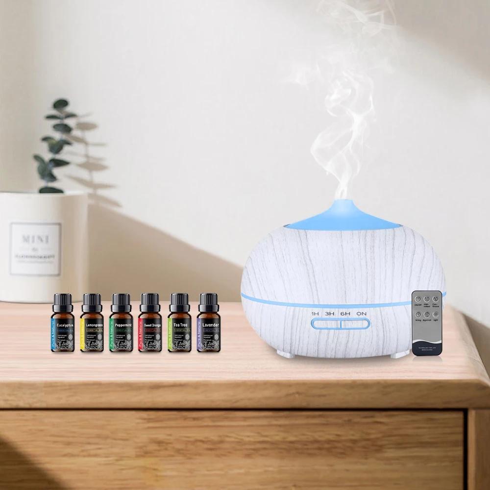 

Wood Grain Essential Oil Diffuser 550ml, Remote, 7 Color LED, 6 Oils, Aromatherapy, Humidifier none білий
