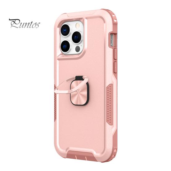 

Чехол для мобильного телефона противоударный пылезащитный магнитный автомобильный защитный чехол для задней крышки телефона с кольцевым держателем для iPhone 14/Max/Pro/Pro Max For iPhone14 розовый