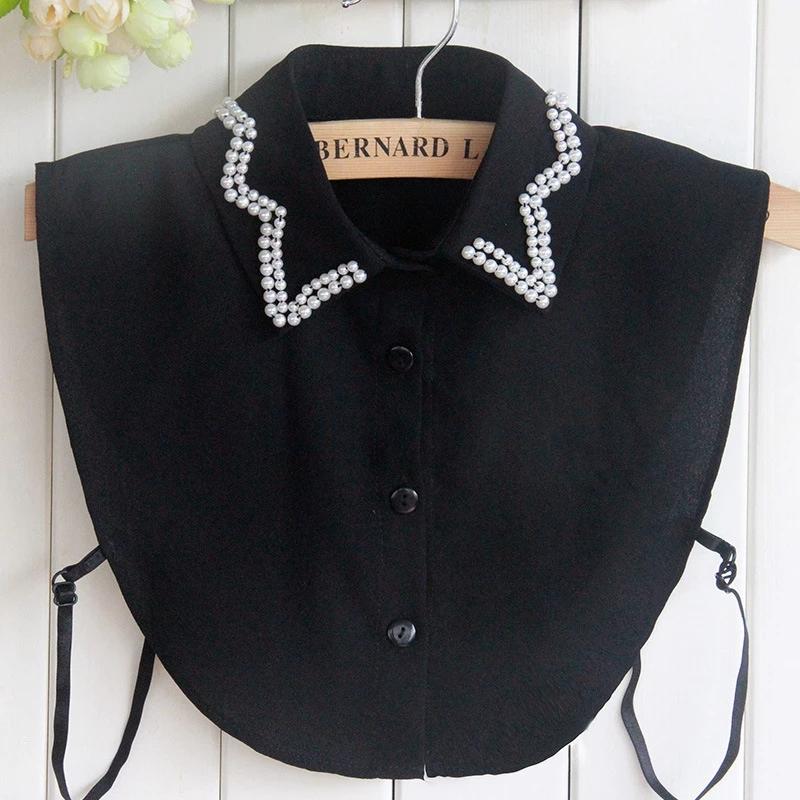 22 Styles White/Black Women Fake Collar Shinny Beaded Detachable Collars Half Shirt Blouse Sweater False Collars Female Faux Col