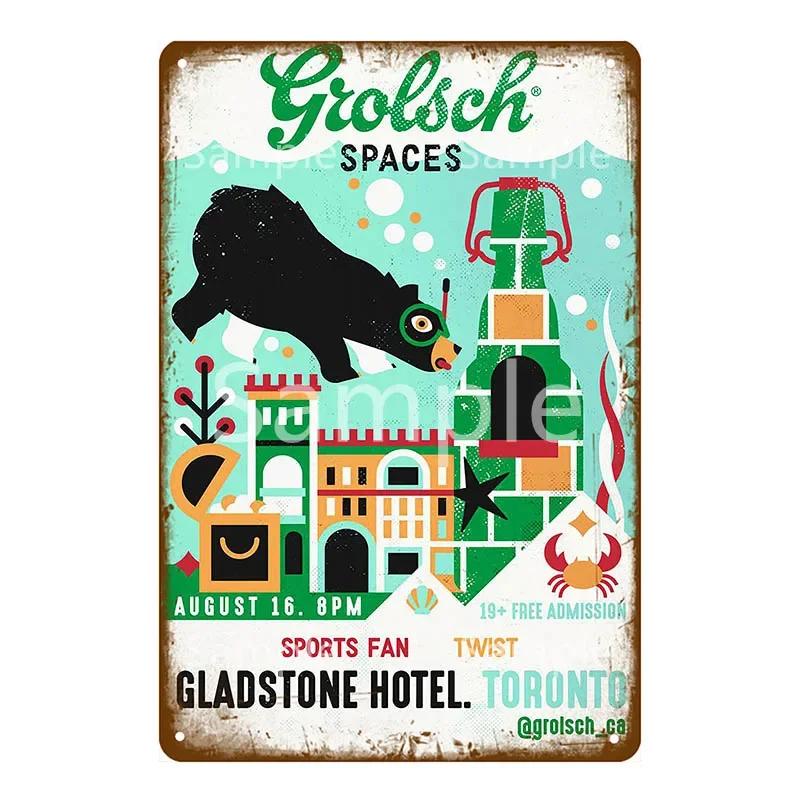 Grolsch Lager Beer Metal Poster Tin Signs Wall Art Painting Decorative Plaque Bar Pub Club Home Decor Art Crafts YK052
