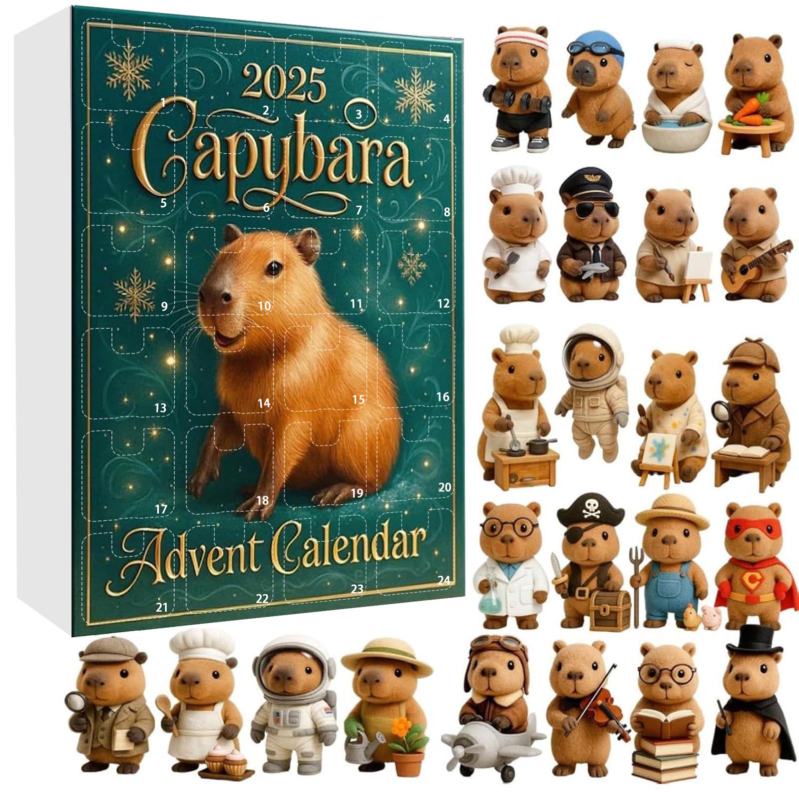 Capybara Christmas Advent Calendar 2D Acrylic Capybara Ornament Advent Countdown Calendar for Christmas Tree Home Decoration S