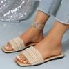 Women's Fashion Flat Sandals Artificial Pearl Rhinestone Slippers