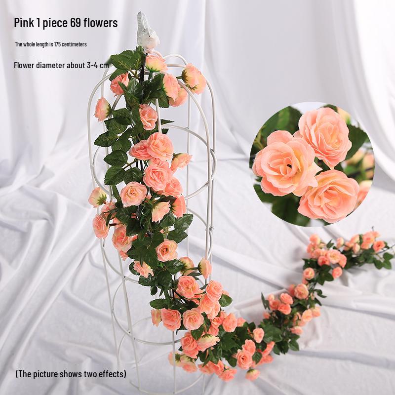 Artificial Rose Vine for Air Conditioning Pipe and Staircase Decoration