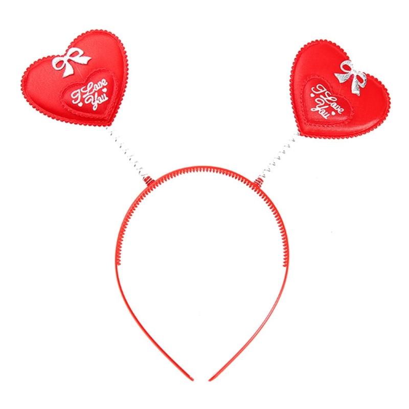 Valentýnská čelenka pro dívky Čelenka se srdíčkem a flitry Čelenka s tykadly ve tvaru srdce a čelenka do vlasů ve tvaru srdce