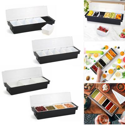 Seasoning Box Fruit Veggie Condiment Caddy with Lid Dispenser Tray