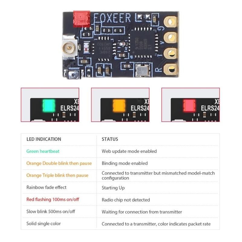 1 Set Foxeer ELRS 2.4G Receiver with T Antenna PA+LNA Signal Transmission for Long-distanced Drones Part