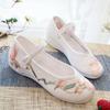 Woman's Ethnic Style Flat Sole Embroidered Shoe Soft Sole Non Slip Shallow Round Toe Buckle Strap Hanfu Shoes Mary Jane Shoes