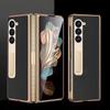 For Samsung Z Fold 7 Phone Case Electroplated Nappa Leather with HD Film Protective Cover Compatible for Samsung Z Fold 6 5 4 3