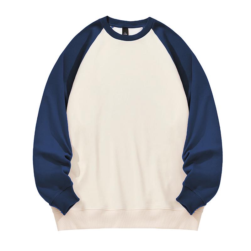 2023 Autumn Unisex Patchwork Long-Sleeved Solid Color Loose Round Neck Hoodie