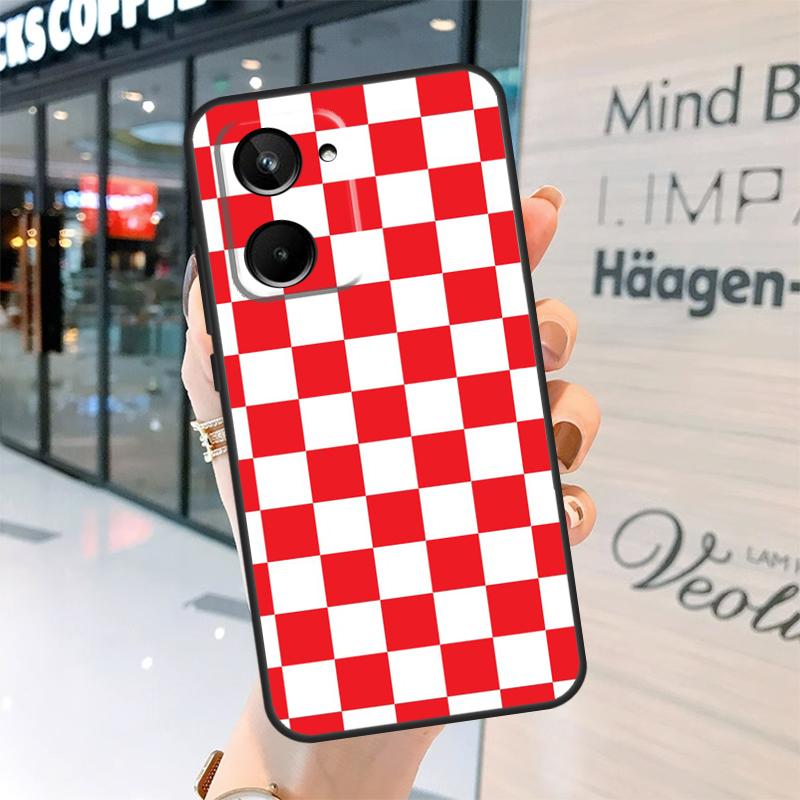 Checkerboard Checkered Board Case For Realme 15 14 13 12 11 Pro Plus GT6 GT7 Pro C55 C51 C35 C53 C61 C65 C67 C63 C71 C75