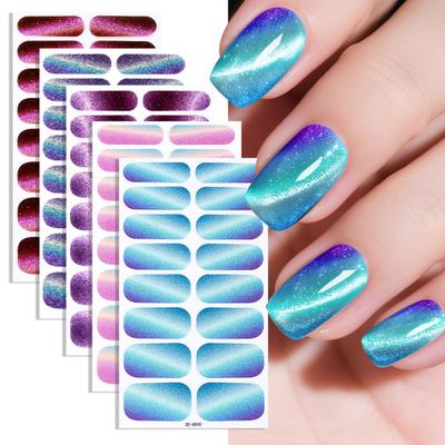 Glitter Nail Polish Strips with File Easy Apply Remove Self Adhesive Women Full Nail Sticker Home Manicure DIY Nail Art Decoration Wrap