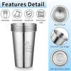 5 Pack Pint Cup 500ml Stainless Steel Beer Cup Tumbler Metal Cup Stackable Cup Metal Drinking Glasses for Travel Outdoor Camping