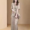 Literary Retro Cotton and Linen Suit Female Summer Ethnic Style Loose and Thin Two-piece Temperament Covering Belly
