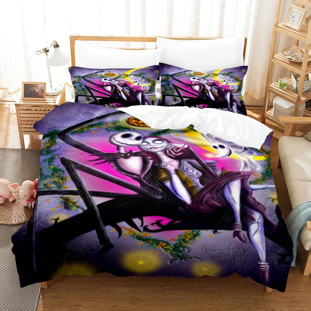 Animation Cartoon Digital Printing Bedding Christmas Eve Fright Polyester Cotton Microfiber Duvet Set Three-Piece Set