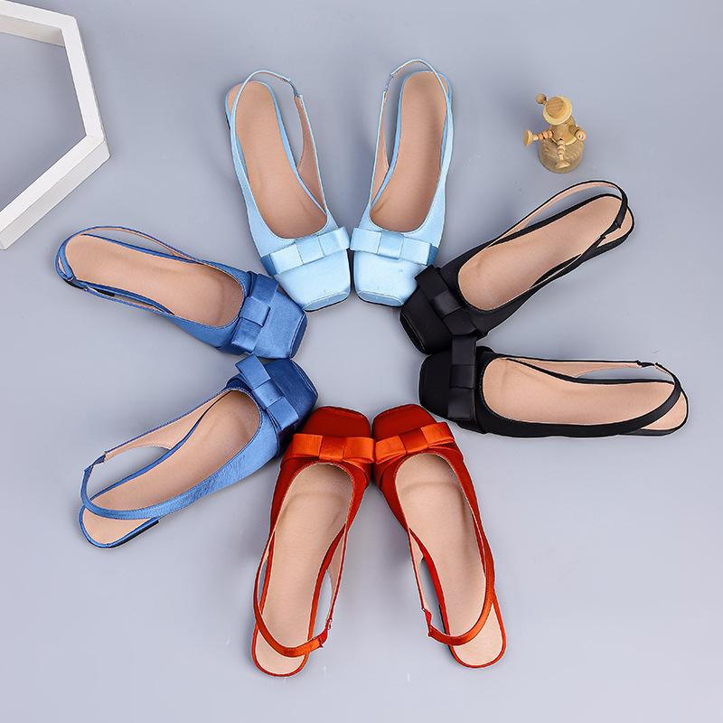 Summer Shoes Women Sandals Flat Silk Elegant Ladies Brand Shoes Fashion Luxury Flat Sandals Black Blue Plus Size 43