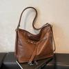 Leather Buckle Shoulder Bag New Design Women Backapck Casual Vintage Tote Bag  Lady