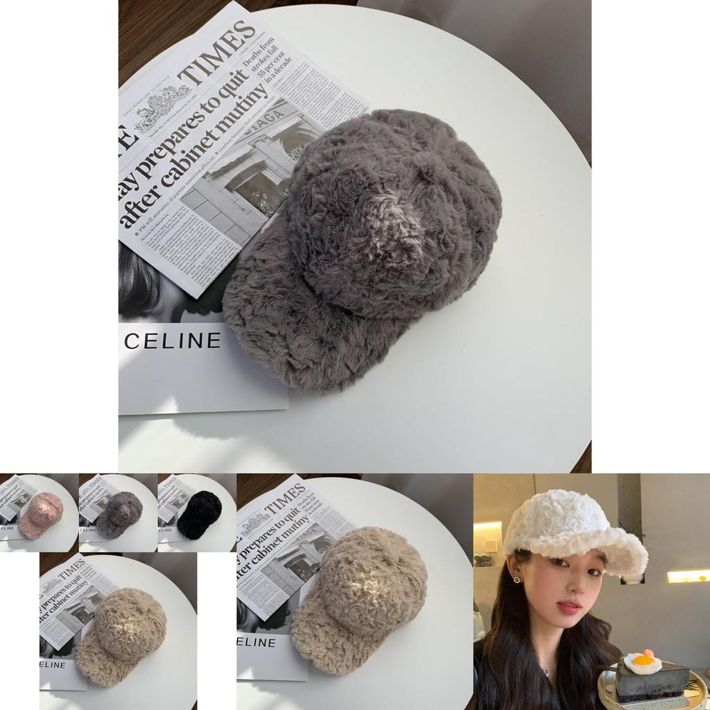 Luxurious Winter Thickened Faux Rabbit Fur Baseball Cap For Women Warm And Stylish
